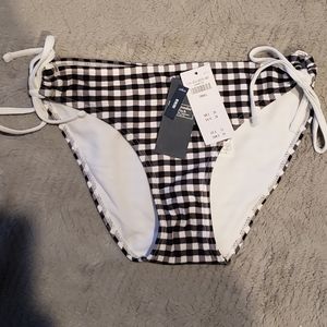Black and White Gingham Bikini Swim Bottom